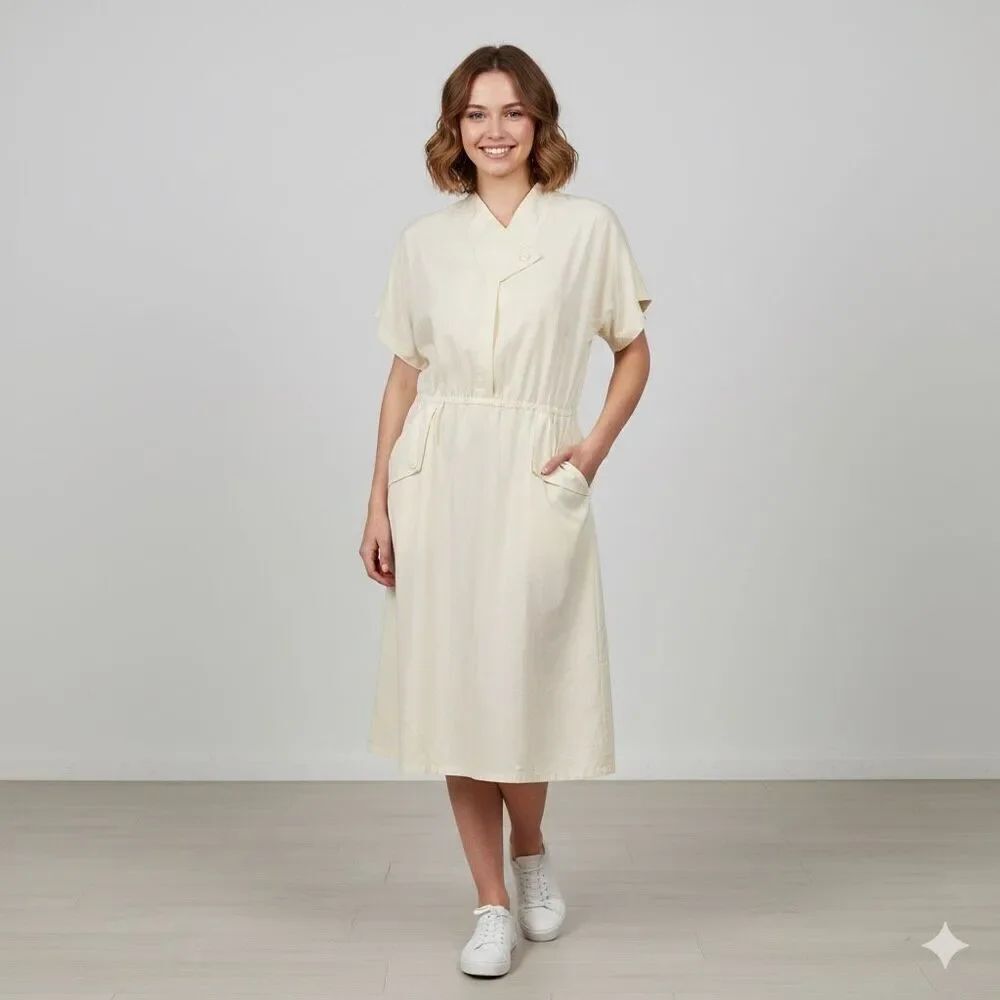 Vintage Kenny Classics size M poplin dress. Angular collar pockets
